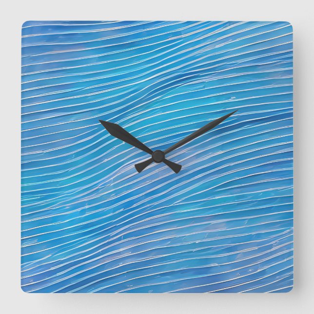 Abstract Seascape Fractured Waves 21  Square Wall Clock (Front)