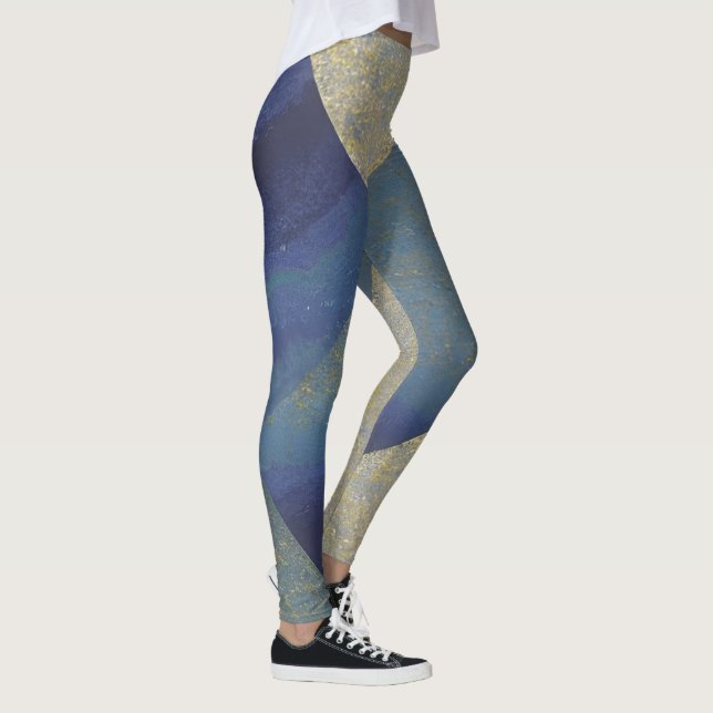 Abstract Seascape Fractured Zig Zag Waves 09 Leggings (Right)