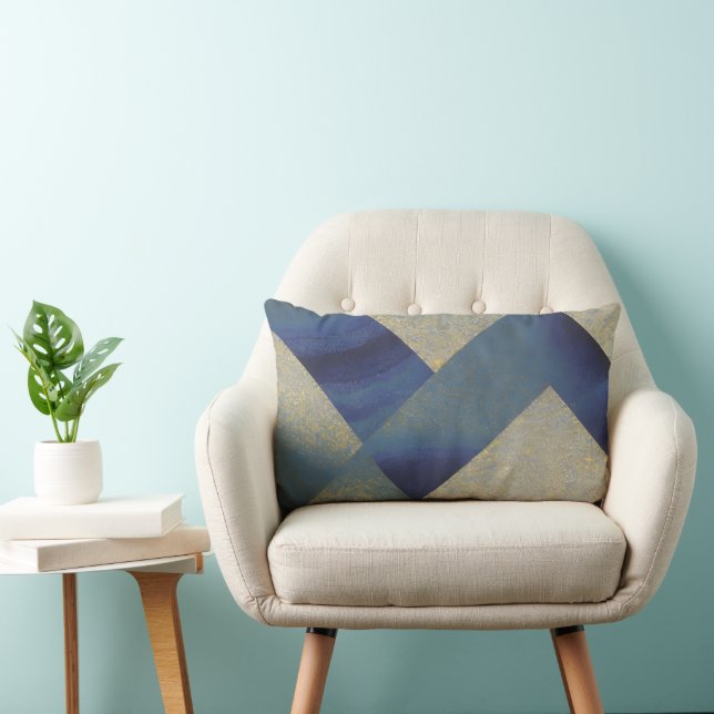 Abstract Seascape Fractured Zig Zag Waves 09 Lumbar Pillow (Chair)