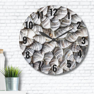 Abstract Seashell Starburst Nautical Beach House Large Clock