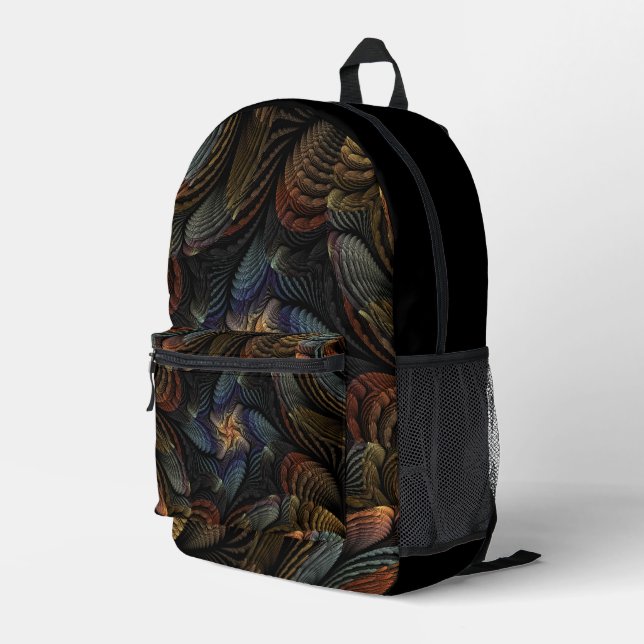 Abstract Seashells Printed Backpack (Back Corner Right)