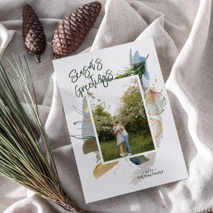 Abstract Seasons Greetings Custom Holiday Photo Card