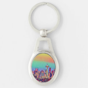 Abstract Seattle Skyline Keychain