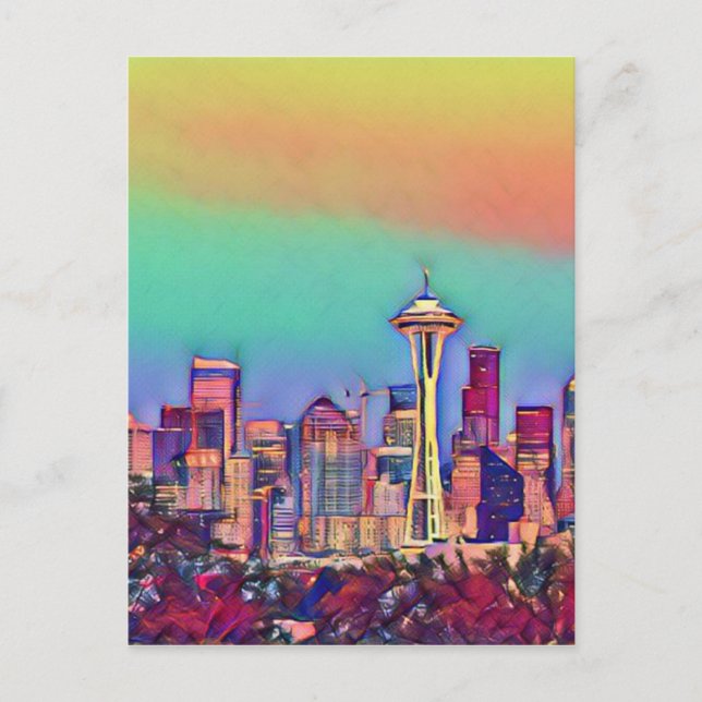 Abstract Seattle Skyline  Postcard (Front)