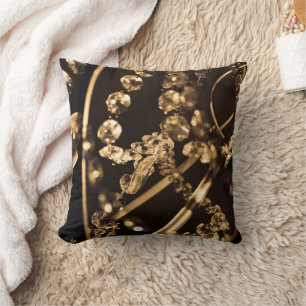 Abstract Sepia Crystal Chandelier Throw Pillow