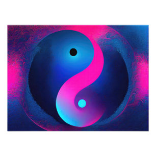 Abstract Serenity: Yin Yang in Pink & Blues Photo Print