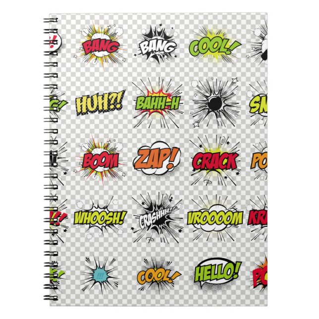 abstract set of pop art objects on a special backg notebook (Front)
