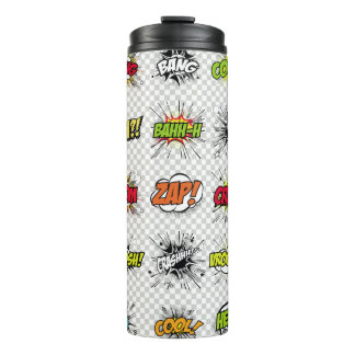 abstract set of pop art objects on a special backg thermal tumbler