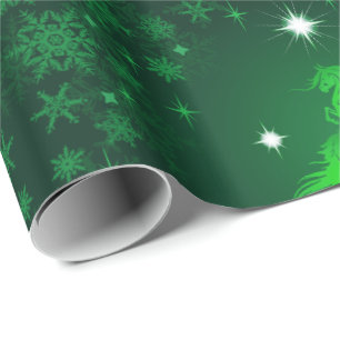 Abstract Seven Dancing  Horses Tree Large Green Wrapping Paper