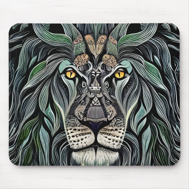 Abstract Shabby Chic King Lion Mouse Pad (Front)