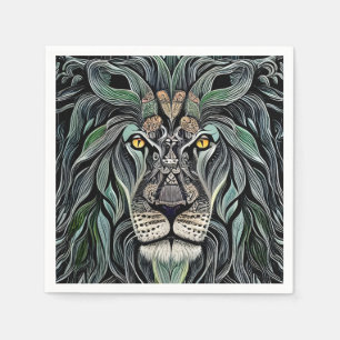 Abstract Shabby Chic King Lion Napkin