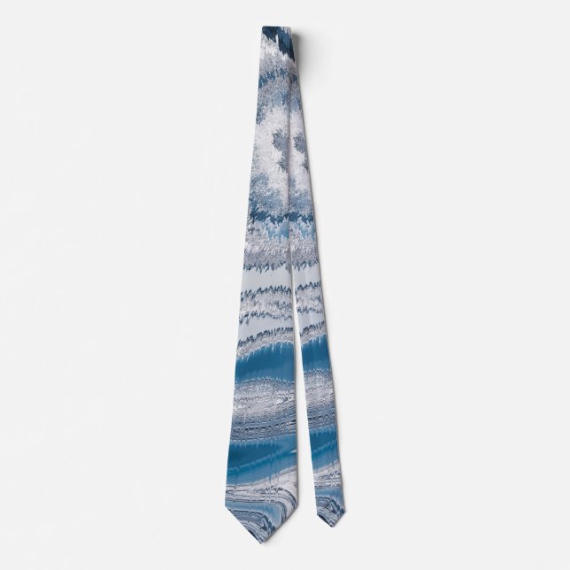 Abstract Shades of Blue and Silver Crystal Swirls Tie (Front)