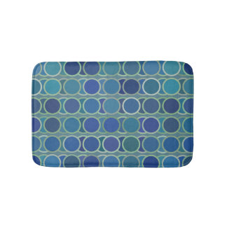 Abstract Shades of Blue Circle Pattern Bath Mat