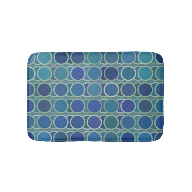 Abstract Shades of Blue Circle Pattern Bath Mat (Front)