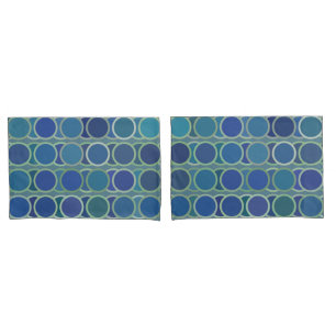 Abstract Shades of Blue Circle Pattern Pillowcase