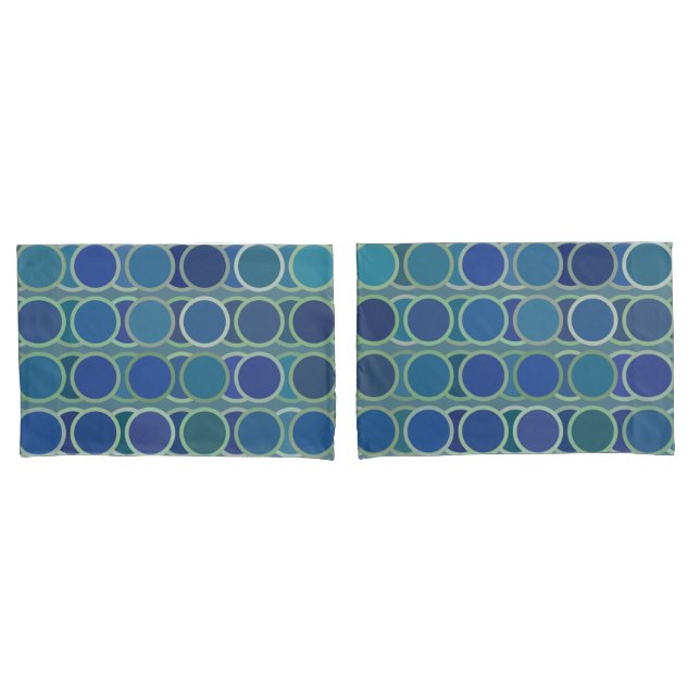 Abstract Shades of Blue Circle Pattern Pillowcase (Front-Set)