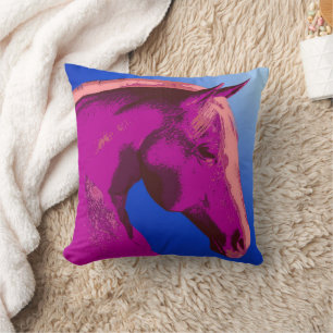 Abstract Shades Of Pink Horse Art Throw Pillow