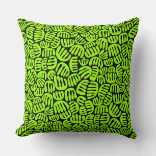 Abstract Shape 301122 - Chartreuse on Black Throw Pillow