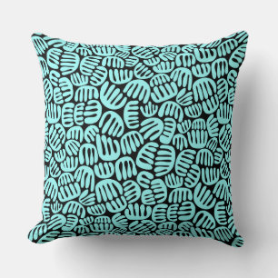 Abstract Shape 301122 - Ice Blue on Black Throw Pillow