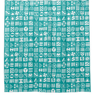 Abstract Shapes 060617 Pattern - White on #009e9e