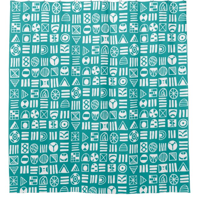 Abstract Shapes 060617 Pattern - White on #009e9e (Front)