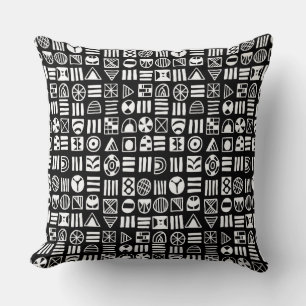 Abstract Shapes 060617 Pattern - White on Black Throw Pillow