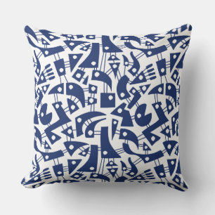 Abstract Shapes 180318 - #1D336D on White Throw Pillow