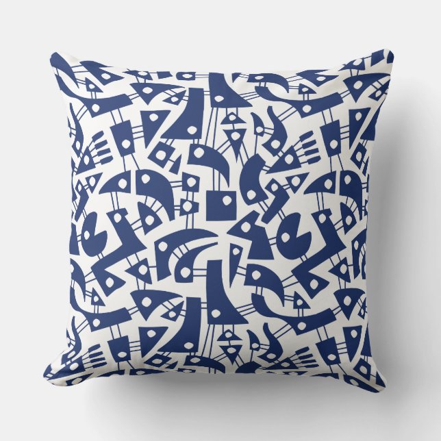 Abstract Shapes 180318 - #1D336D on White Throw Pillow (Front)