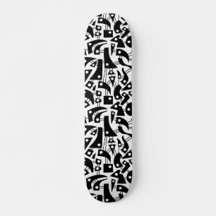 Abstract Shapes 180318 - Black on White Skateboard