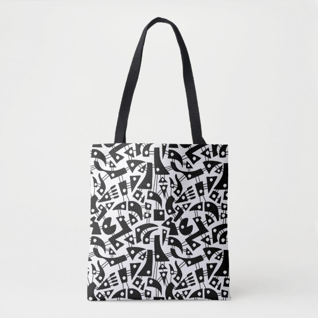 Abstract Shapes 180318 - Black on White Tote Bag (Front)