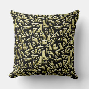 Abstract Shapes 180318 - Shiny Gold Throw Pillow