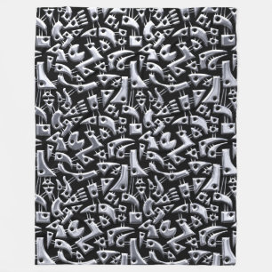 Abstract Shapes 180318 - Shiny Silver Fleece Blanket