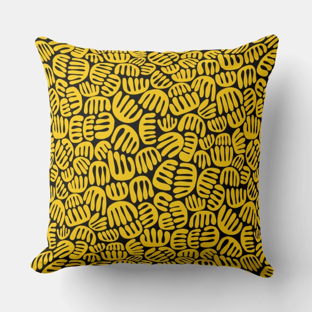 Abstract Shapes 301122 - Amber on Black Throw Pillow (Front)
