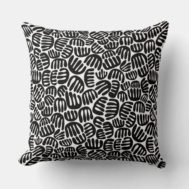 Abstract Shapes 301122 - Black on White Throw Pillow (Front)