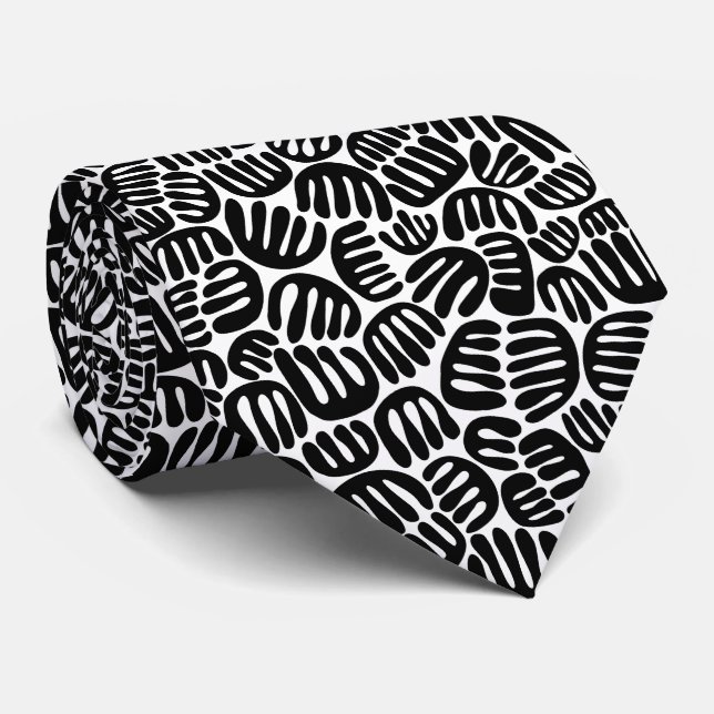 Abstract Shapes 301122 - Black on White Tie (Rolled)