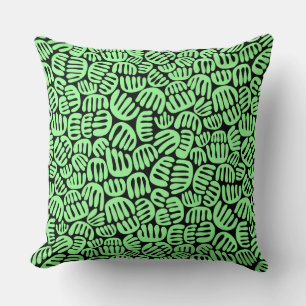 Abstract Shapes 301122 - Mint Green on Black Throw Pillow