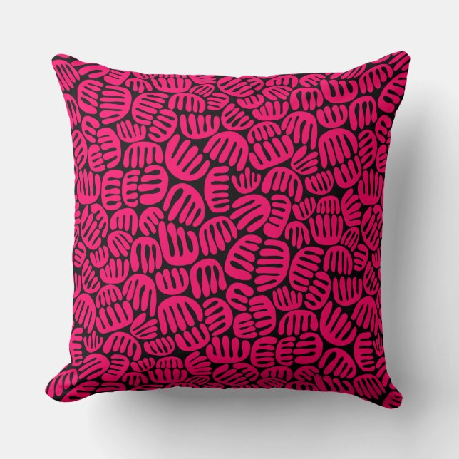 Abstract Shapes 301122 - Neon Red on Black Throw Pillow (Front)