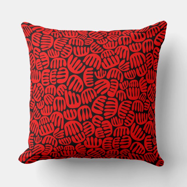Abstract Shapes 301122 - Red on Black Throw Pillow (Front)