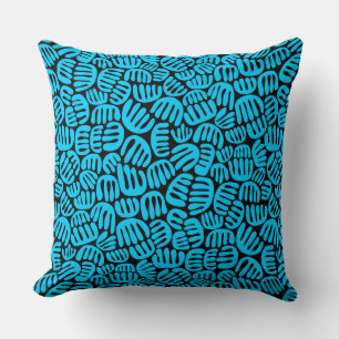 Abstract Shapes 301122 - Sky Blue on Black Throw Pillow