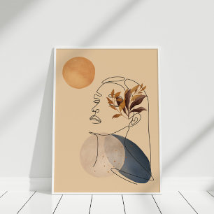 Abstract Shapes and Line Art Face Poster