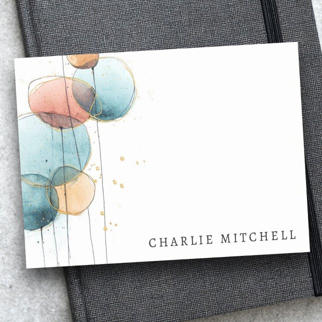 Abstract shapes and lines blue pink terracotta post-it notes (Abstract shapes and lines blue pink terracotta post-it notes)