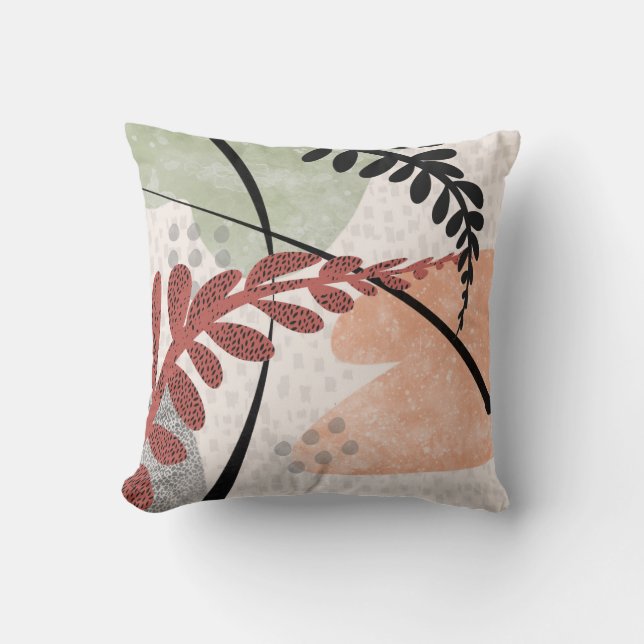  abstract shapes bold stylized leaf design pattern throw pillow (Front)