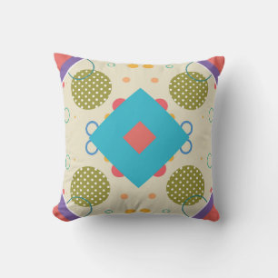 Abstract Shapes, Circles, Lines & Dots Throw Pillow