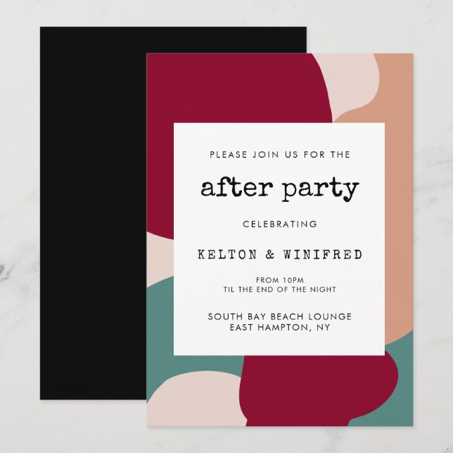Abstract shapes contemporary after party invitation (Front/Back)
