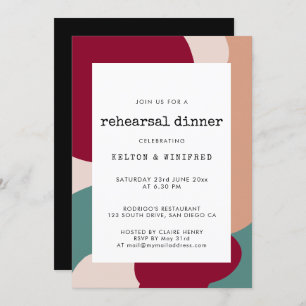 Abstract shapes contemporary rehearsal dinner invitation