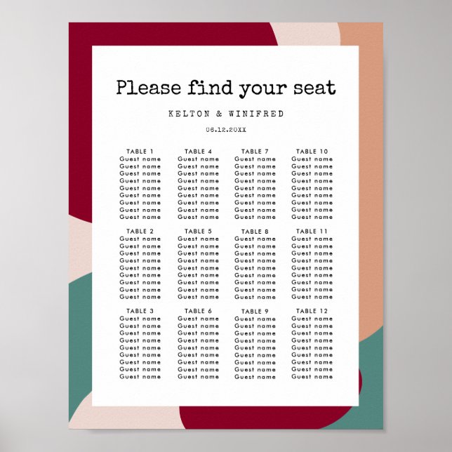 Abstract shapes contemporary seating chart (Front)