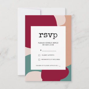 Abstract shapes contemporary wedding RSVP card