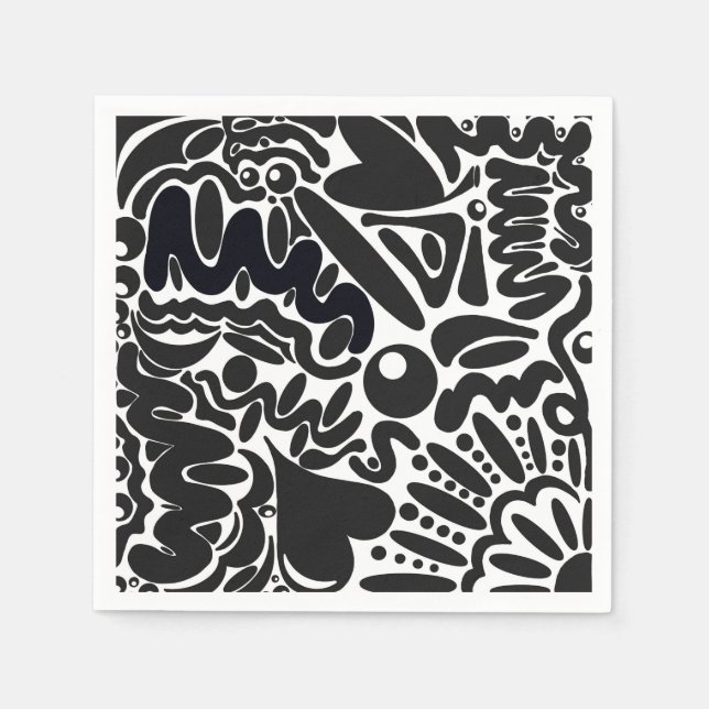 Abstract shapes in black & white napkin (Front)