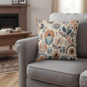 Abstract shapes in bohemians colours throw pillow