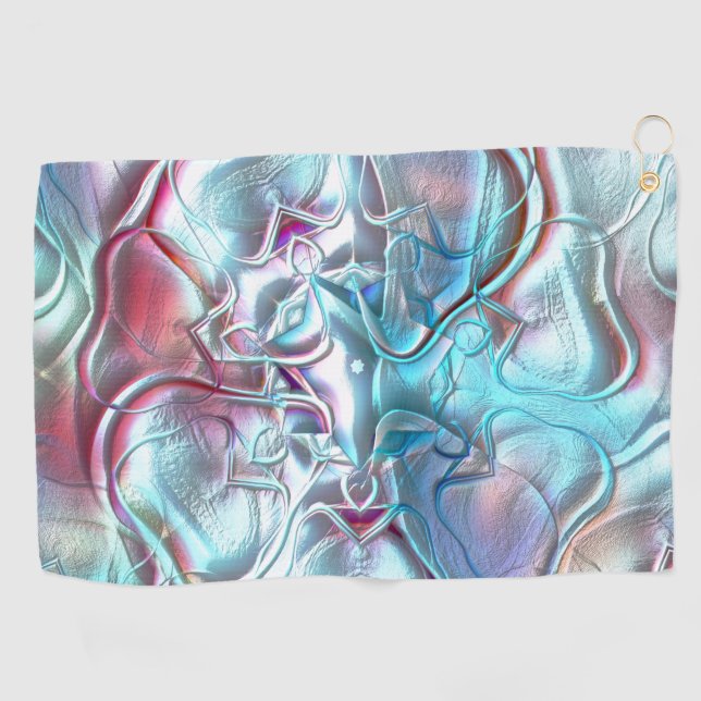 Abstract shapes in glass overlaid on sandy texture golf towel (Horizontal)